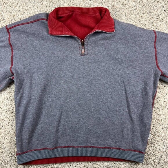 Tommy Bahama Sweater Adult XL Red Gray 1/4 Zip Pullover Mens Causal Cotton - Picture 7 of 7
